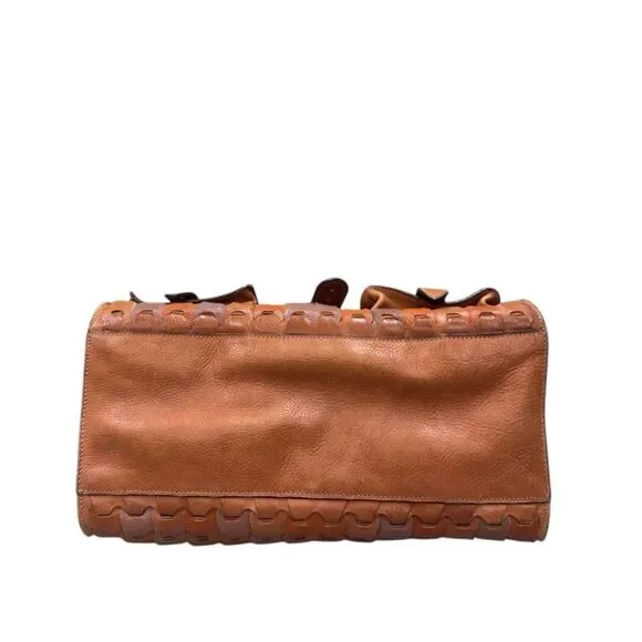 Mulberry Camel Cognac & Taupe Interlocking Woven Leather Roxanne Tote Bag Y2K - Picture 5 of 16